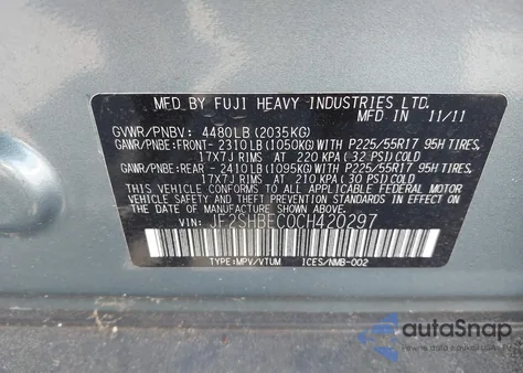 2012 Subaru Forester 2.5X Limited z USA, uszkodzony, nr VIN JF2SHBEC0CH420297